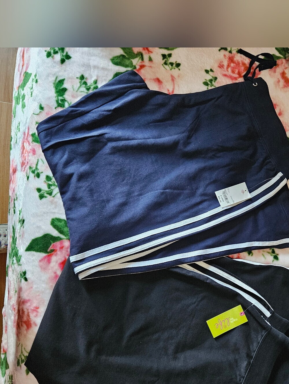 made for life Navy and Black Track Joggers with White Side Stripes